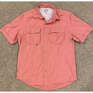 Izod Surfcaster Fishing Boating Shirt Men‎ Sz Medium Short Sleeve Rose Dark Pink